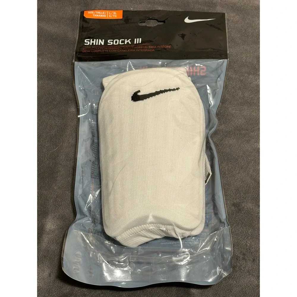 Nike Shin Sock III Soccer Integrated Shin Guards White L/XL